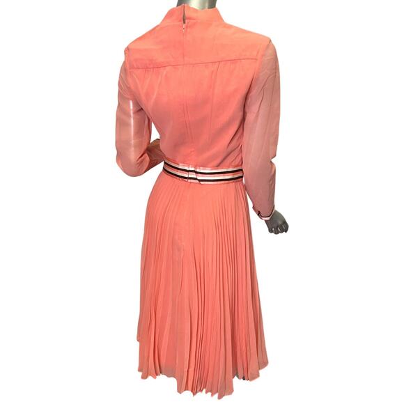Vintage 1960s Jean Allen Coral Pleated Mini-Dress Small/Medium - Picture 4 of 4